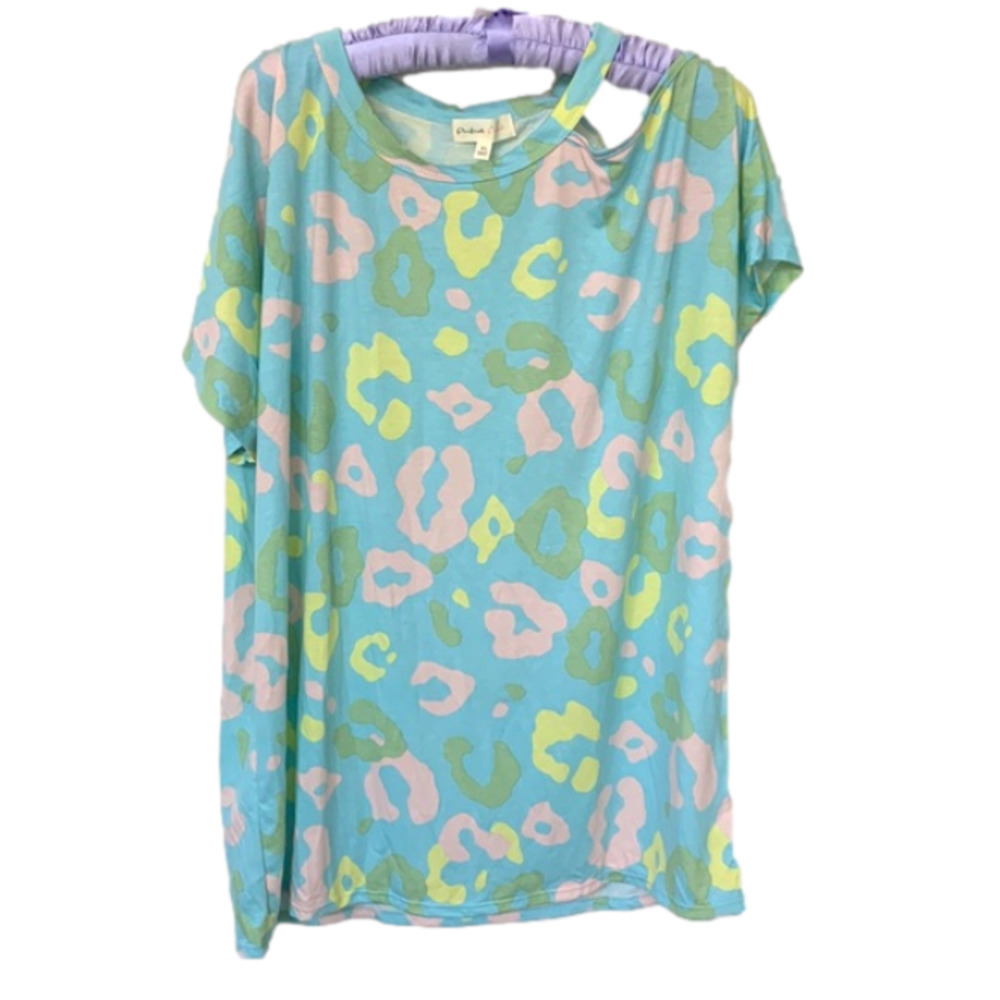 Perfect Peach Pastel Cutout Shoulder XL Top